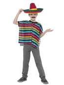 Mexican Instant Kit Kids Multi Coloured Poncho Sombrero 2