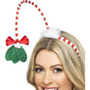 Mistletoe Kisses Headband Adult Red Whte 1