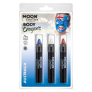 Moon Creations Body Crayons 3 Off 3.5g Country Patriot Colours Costume Make Up 14