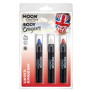 Moon Creations Body Crayons 3 Off 3.5g Country Patriot Colours Costume Make Up 39