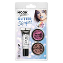 Moon Glitter Holographic Glitter Shapes 3g Pink Rose Gold with Fix Gel Clamshell 1