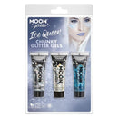 Moon Glitter Ice Queen Themed Chunky Glitter Gels 3 Colours 12ml Costume Make Up 1