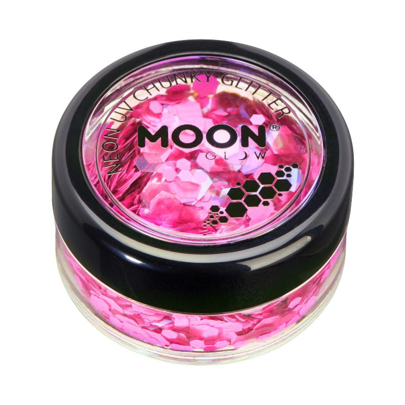 Moon Glow - Neon UV Chunky Glitter Hot Pink Costume Make Up_1