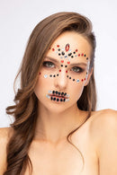 Moon Terror Face Jewels Day Of The Dead Adult Red Costume Make Up 3