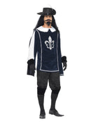 Musketeer Male Costume Adult Tabard Top Hat Blue 4