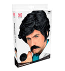 Playboy Wig With Moustache Black - In Box