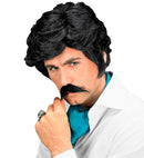 Playboy Wig With Moustache Black - In Box