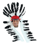 Native American Inspired Mens Indian Headress Black White Costume Accessories Male Halloween 1