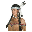 Native American Inspired Wig White Black Feather 3