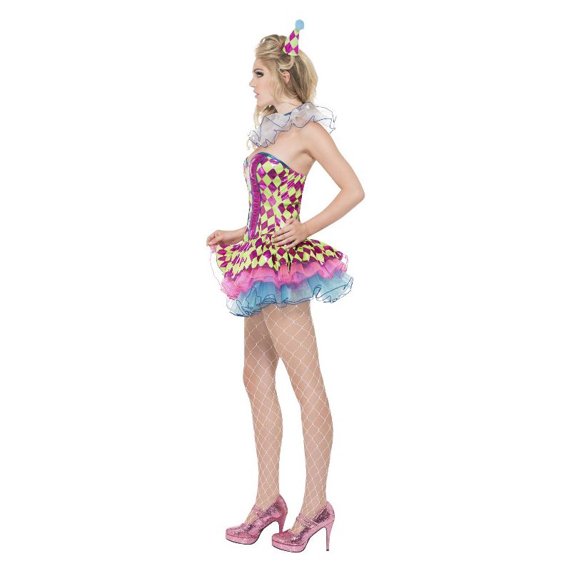 Neon Harlequin Clown Costume Pink Adult_3