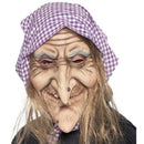 Old Witch Costume Mask Halloween Hair and Headscarf Costume Accessory 1