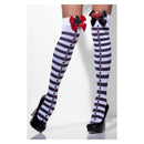 Opaque Hold Ups Black White Striped with Bows Adult 3