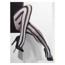 Opaque Tights Adult Black White Vertical Striped Costume Accessory 1