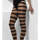 Opaque Tights Glam Witch Adult Nude Black Striped 1