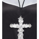 Ornate Cross Pendant Silver Coloured Black Cord Adult Religious Costume Accessory 2
