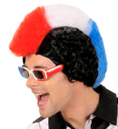 Blue - White - Red Supporter Man Wig In Box