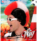 Red - White - Red Supporter Man Wig In Box