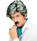 Playboy Wig With Moustache Grey- In Box