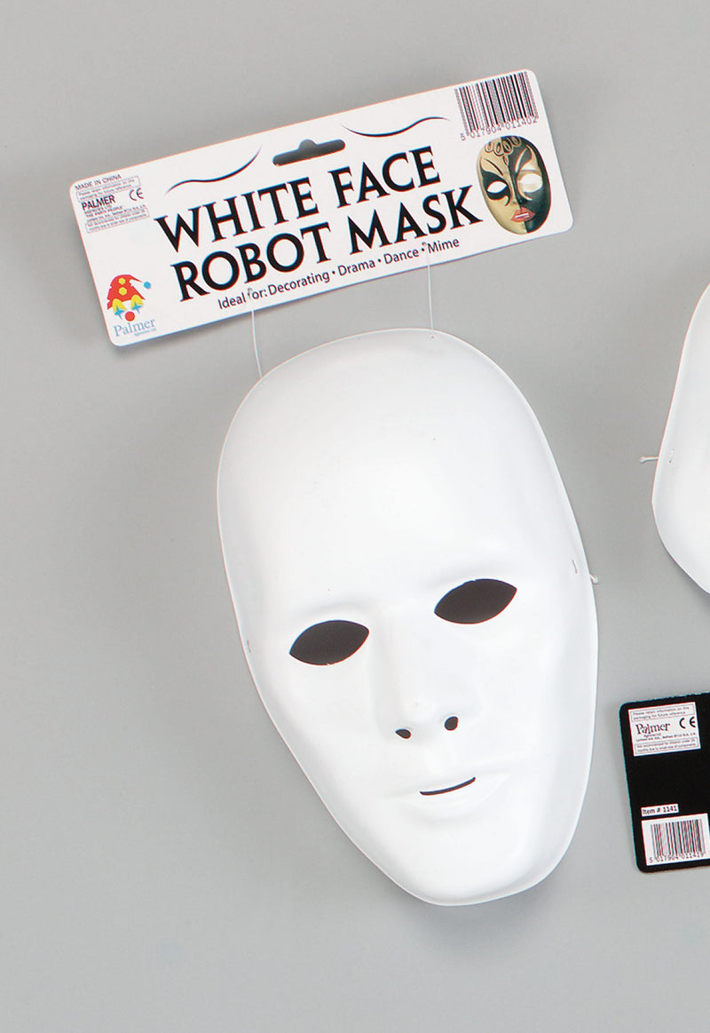 Mens Deluxe Male Face Mask White Plastic Masks Cardboard Halloween Costume_1 PM107