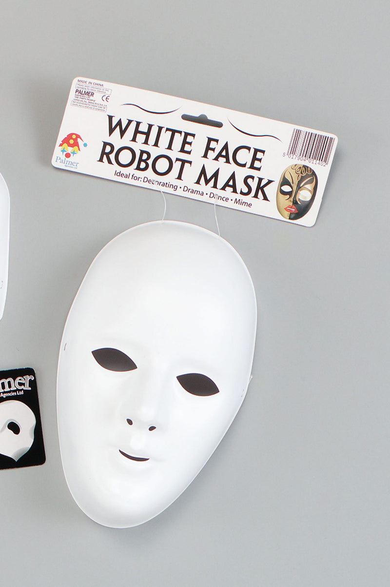 Womens Deluxe Female Face Mask White Plastic Masks Cardboard Halloween Costume_1 PM108