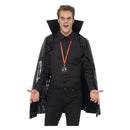 PVC Vampire Cape Black Stand Up Collar 114 cm Adult Halloween Costume Accessory 1