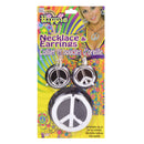 Peace Sign Necklace Earrings Hippy Costume Accessory Set 1