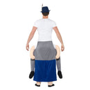 Piggyback Bavarian Beer Maiden Costume Blue Adult One Piece Suit Mock Legs 2