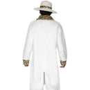 Pimp Costume Adult White Aand Leopard Skin Faux Fur Coat Hat Trousers 2