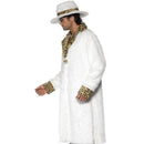 Pimp Costume Adult White Aand Leopard Skin Faux Fur Coat Hat Trousers 3