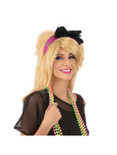 Pink 80s Neon Lace Headband Costume Accessory 2