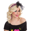 Pink 80s Neon Lace Headband Costume Accessory 1