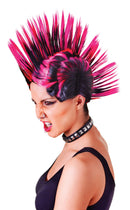 Pink & Black Mohican Ladies Wig Punk Mowhawk 1