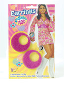 Pink Mod Glitter Ear Rings Costume Accessory 2