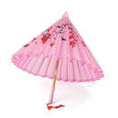 Pink Silk Parasol with Wooden Handle Costume Accessory 1