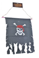 Pirate Banner Distressed Fabric Black Flag Skull Crossbones 1