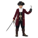 Pirate Captain Deluxe Costume Kids Red Black Jacket Waistcoat Trousers Scarf Hat 1