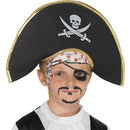 Pirate Captain Hat Black Skull and Crossbones Motif Kids Costume Accessory 1