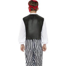 Pirate Costume Kids Black White Red Shirt Waistcoat Trousers Belt Headscarf Boot Covers 2