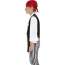 Pirate Costume Kids Black White Red Shirt Waistcoat Trousers Belt Headscarf Boot Covers 3