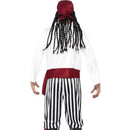 Pirate Man Costume Adult White Black Red Shirt Trousers Headpiece Belt 2