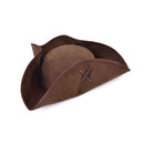 Pirate Tricorn Brown Suede Fabric Hat 1