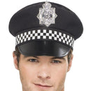 Police Panda Cap Adult Black Check Band Badge 1