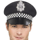Police Panda Cap Adult Black Check Band Badge 1