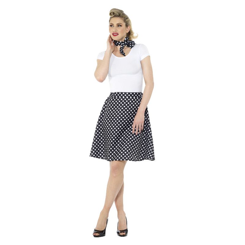 Polka Dot Black Skirt 50s Adults_1