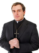 Priest Costume Instant Shirt Front with Collar Disguise 1