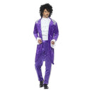 Prince Costume 80s Purple Rain Musician Suit Jacket with Mock Shirt Trousers 1