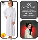 Princess Leia Costume Girls Long White Dress Belt Hair Buns 4