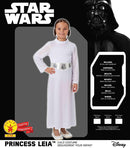Princess Leia Costume Girls Long White Dress Belt Hair Buns 6