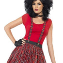 Punk Kit Adult Red Tartan with Tutu Braces and Fingerless Gloves 2