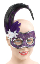 Purple Face Mask Silver Sequins Eye Masks Unisex 1